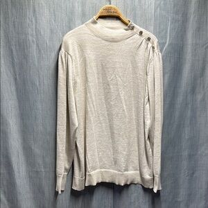 🇺🇸 Liz Claiborne gold stitch Cream Button-Shoulder Sweater size 2X
